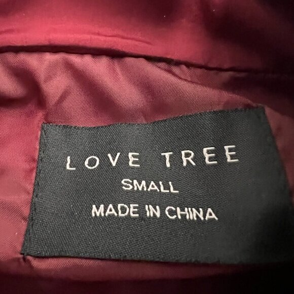 Love Tree Womens Vest Burgundy Waist Length Full Zip Pockets Mock Neck Lined S - Picture 10 of 10